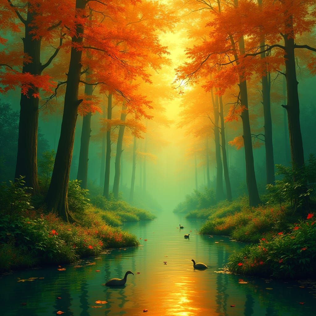 Vibrant Orange and Green Artistic Masterpiece