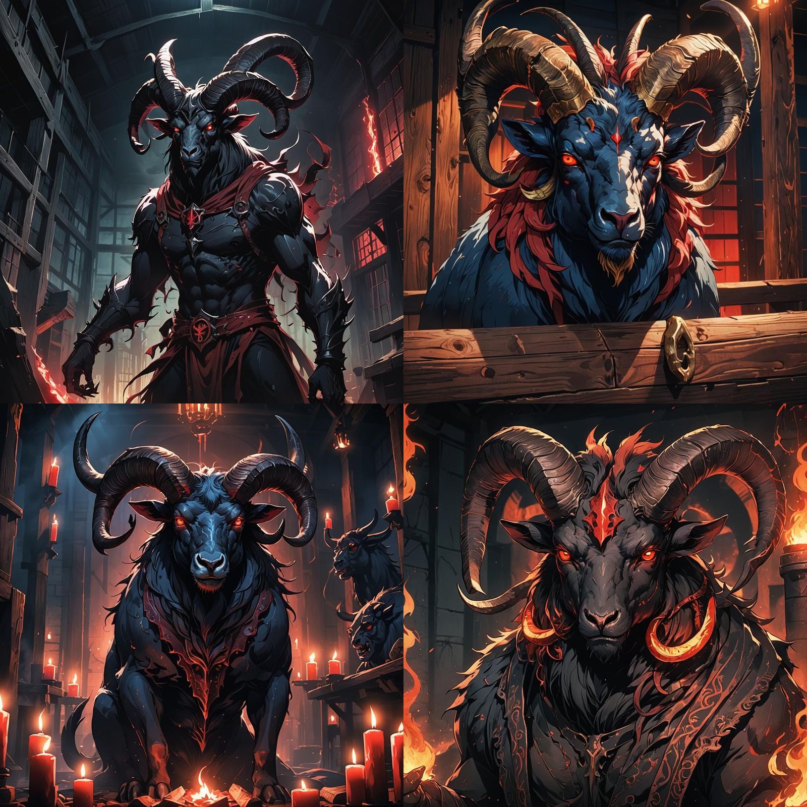 Demonic Ram in Stable: Cel-Shaded Anime Style