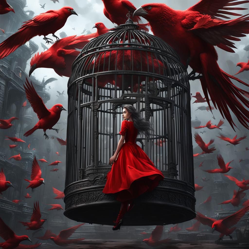 Girl in Birdcage: Dark Fantasy Concept Art