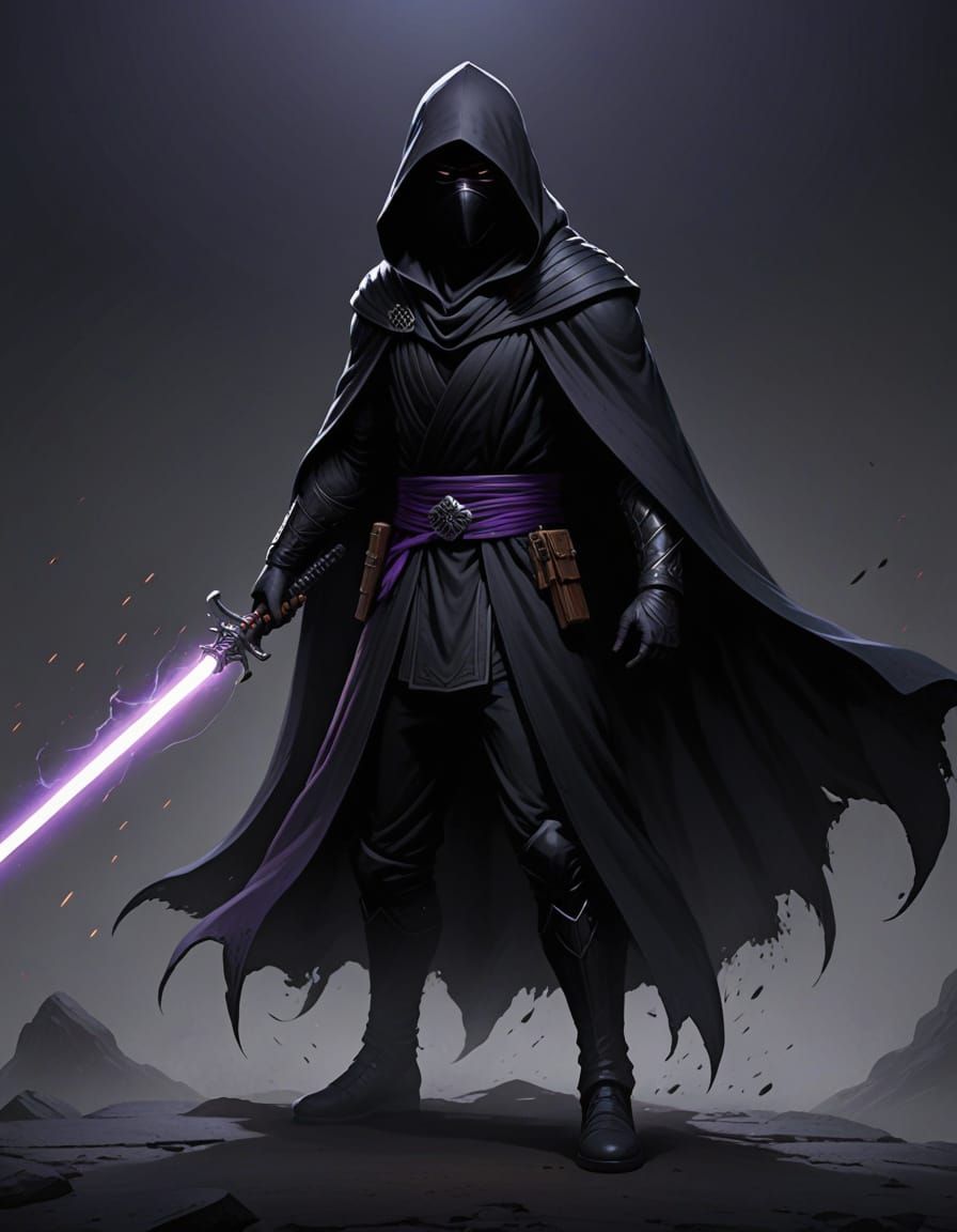 Hooded Ninja Warrior with Glowing Eyes