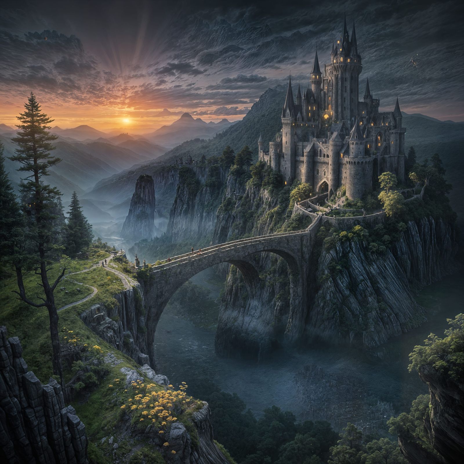 Giant Hand Creates Fantasy World with Pen