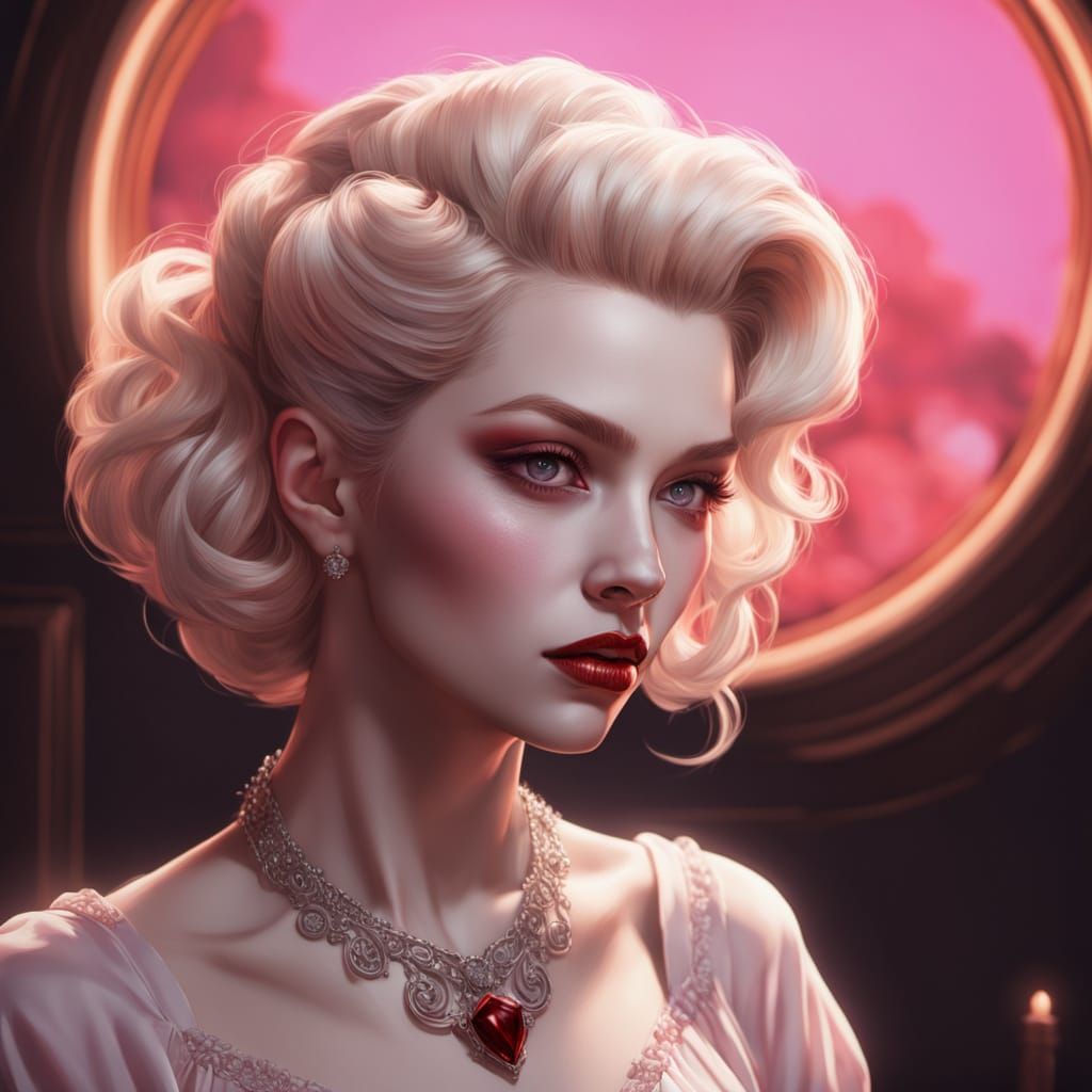 1950s Vampire Girl Portrait in Hyper-Realistic Style