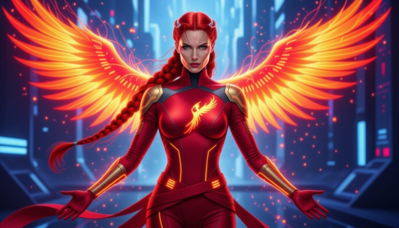 Phoenix Jean Grey in Futuristic 2077 Neon City
