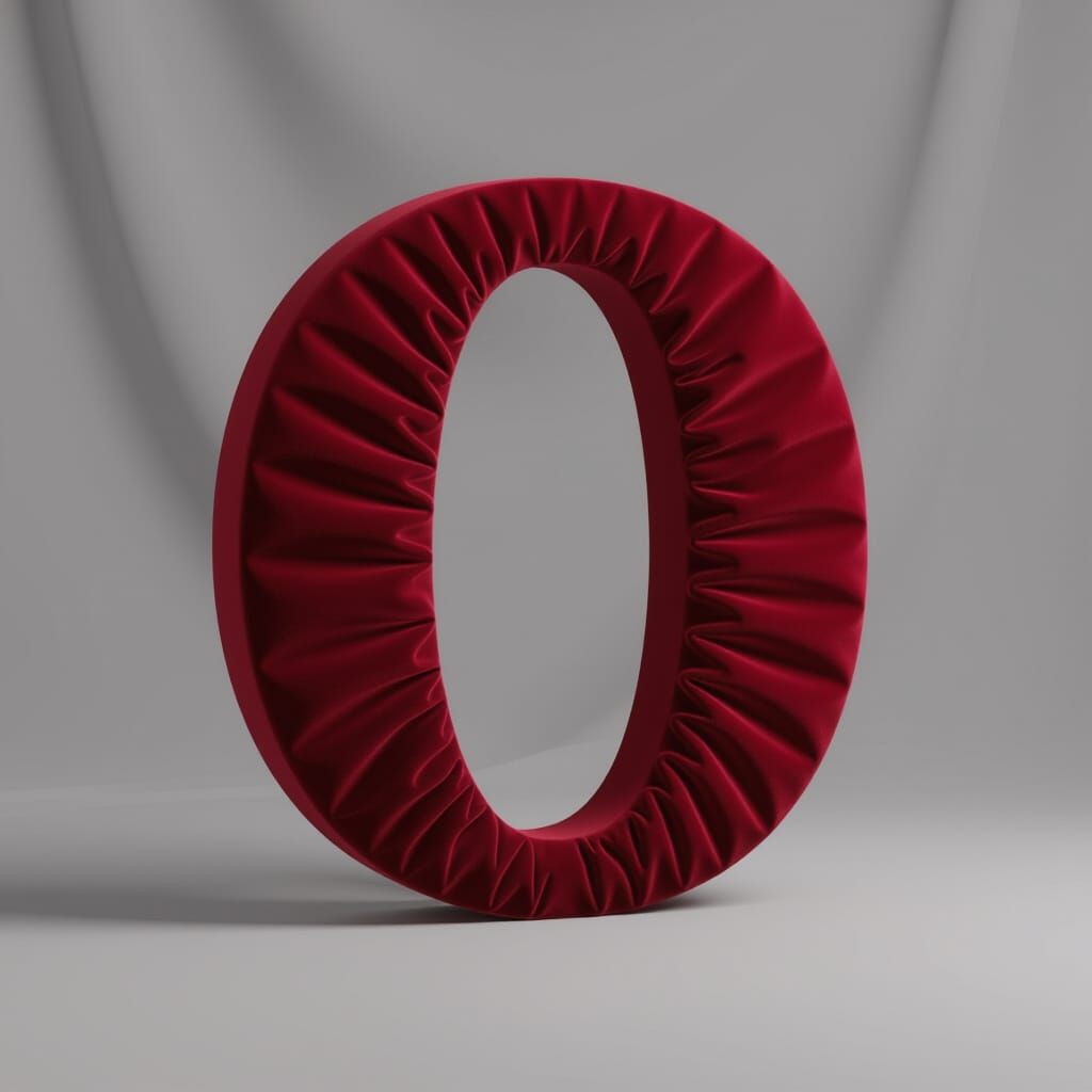 Crimson Velvet Letter O: Luxurious 3D Digital Art