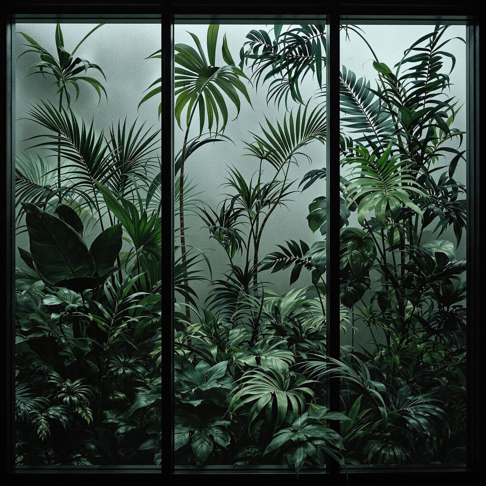 Botanical Garden Window in Moody Hyperrealism