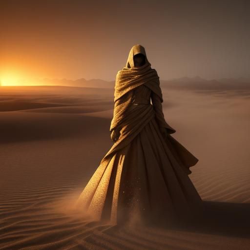 Sandstorm Engulfs Figure on Desert Highway