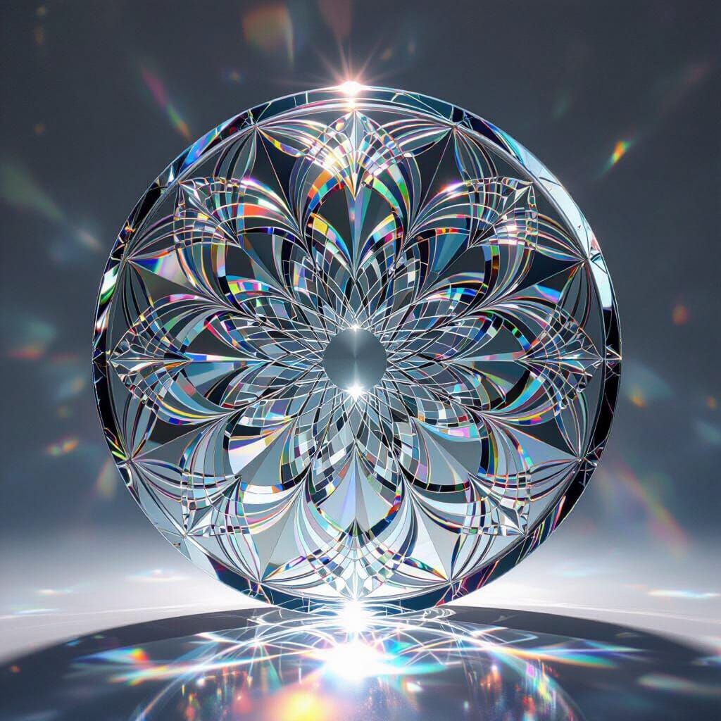 Optical Art Glass Disk with Dazzling Refracted Light Pattern...