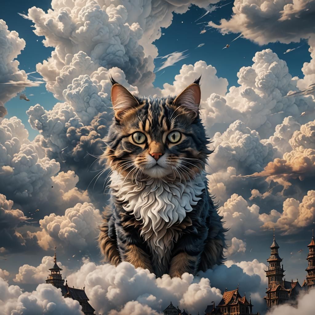 Cloud Cat: Fantastical Matte Painting