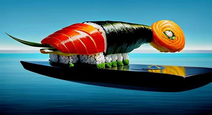 Surreal Sushi Dreamscape in Photorealistic Style