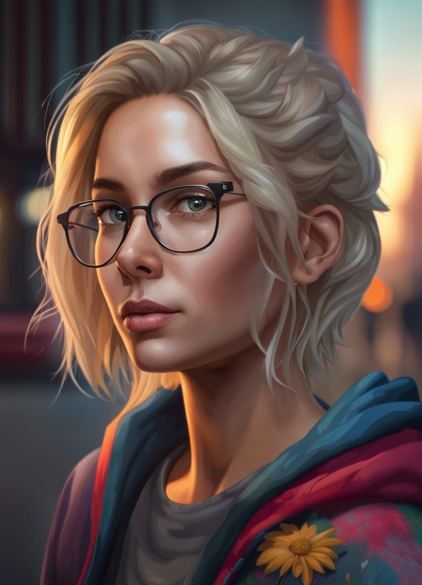 Stylish Woman at Sunset, Detailed Portrait