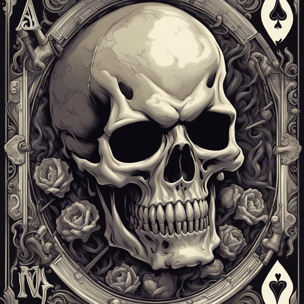Jack of Spades Card with Skulls: Comic Book Art