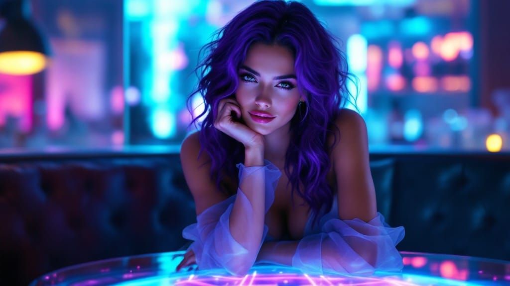 Cyberpunk Info-Broker in Holographic Nightclub