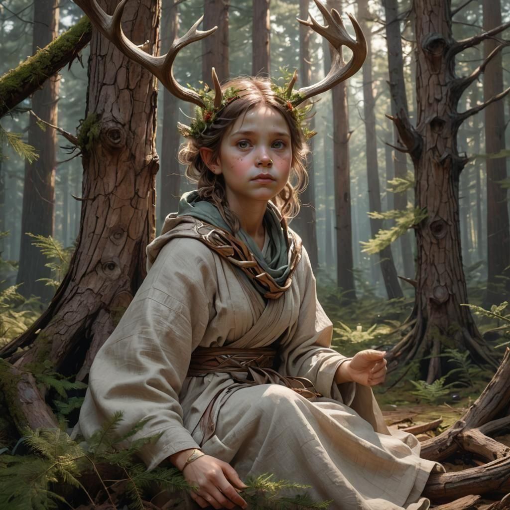 Pagan child with antlers