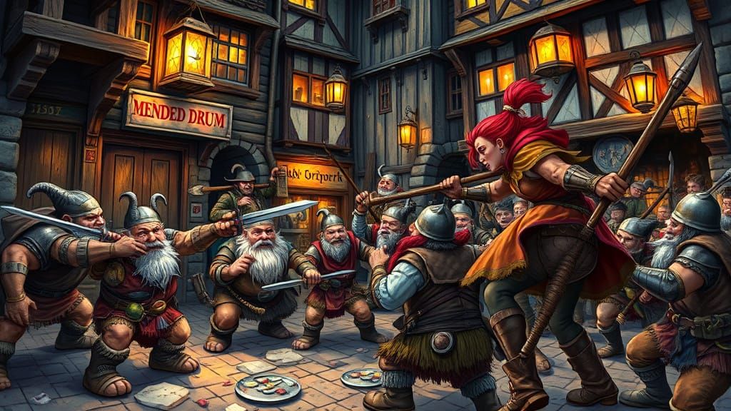 Dwarfs Battle Trolls in Chaotic Medieval City Fight