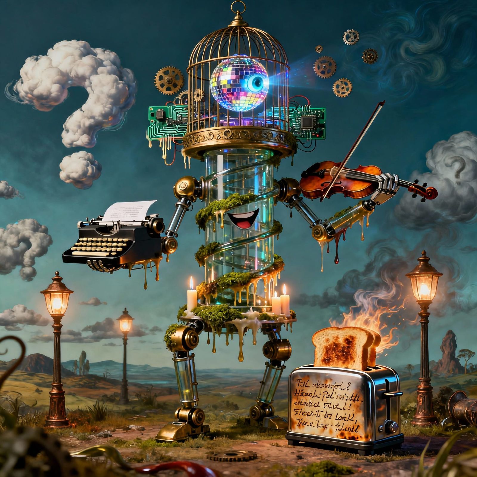 Surreal Robot Tower of Glass and Gears