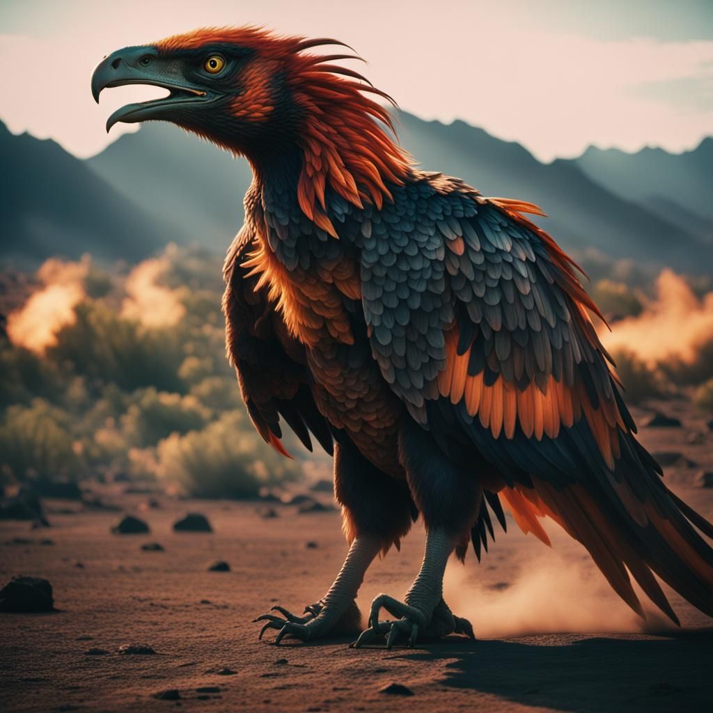 Cinematic Phoenix in Flight: A Dramatic Film Still