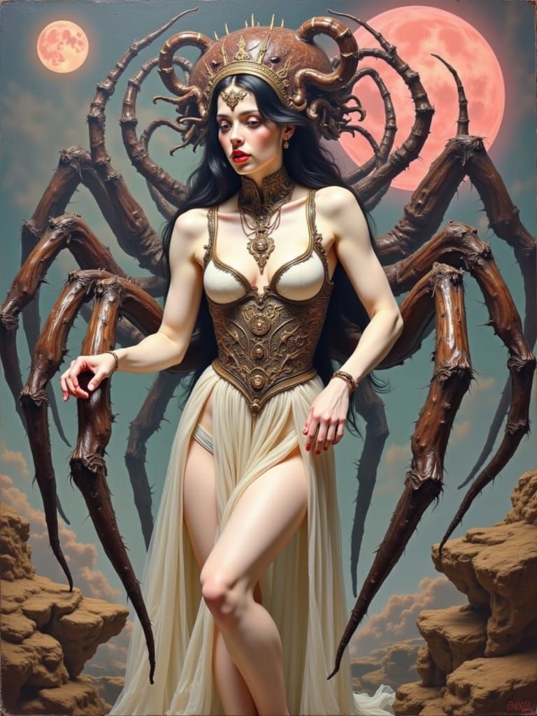 Spider Queen in Biomechanical Surreal Style