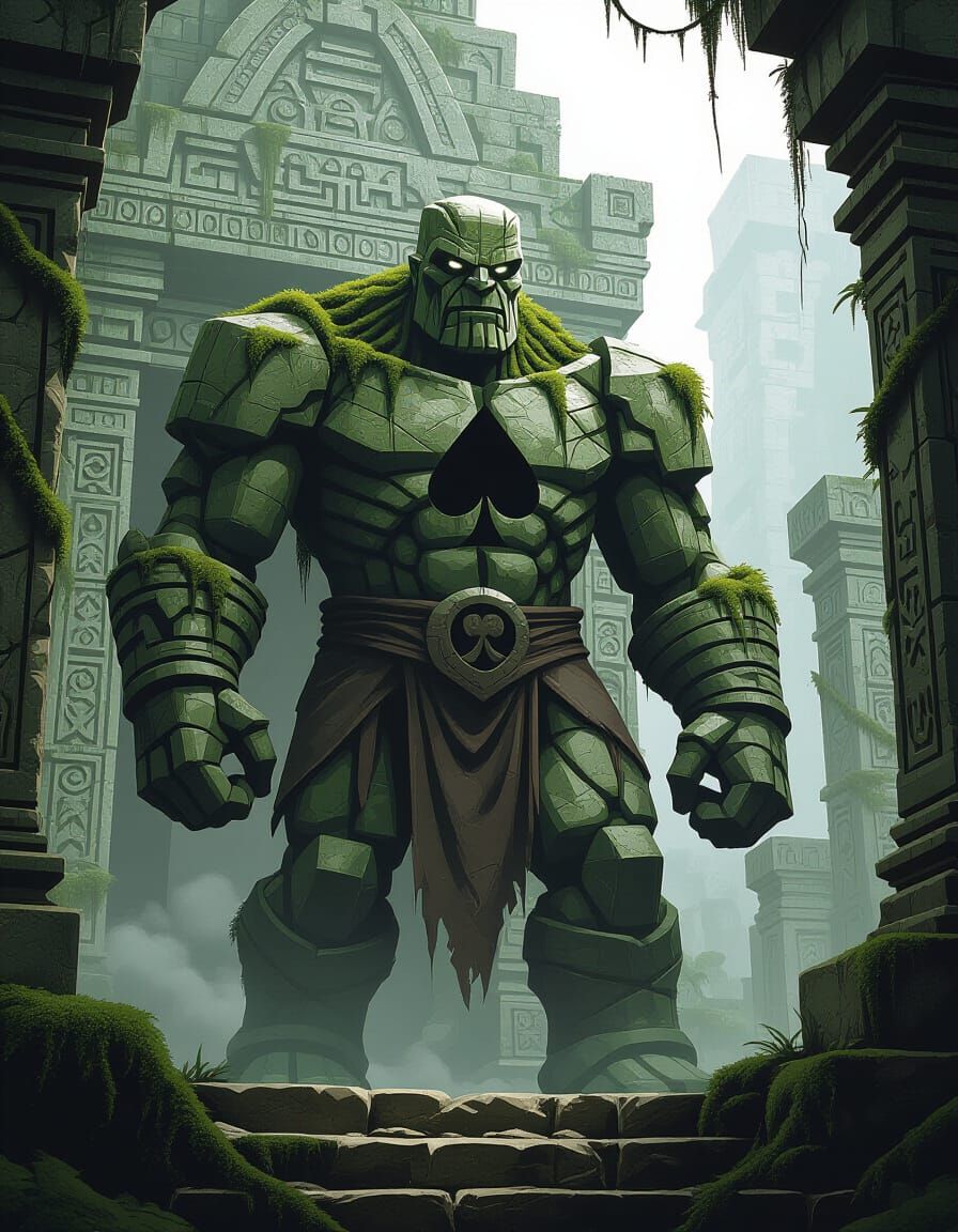 Stone Golem Jack of Spades Guards Ancient Temple