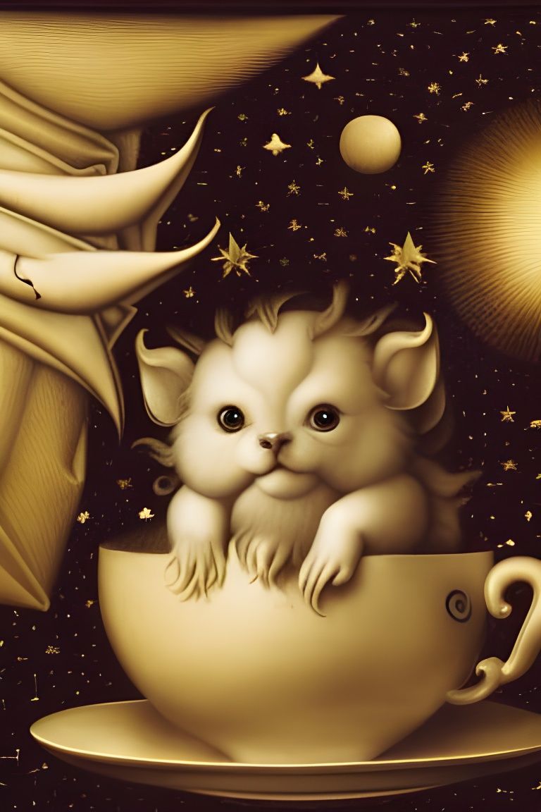 Cute Animal in Teacup, 3D Render
