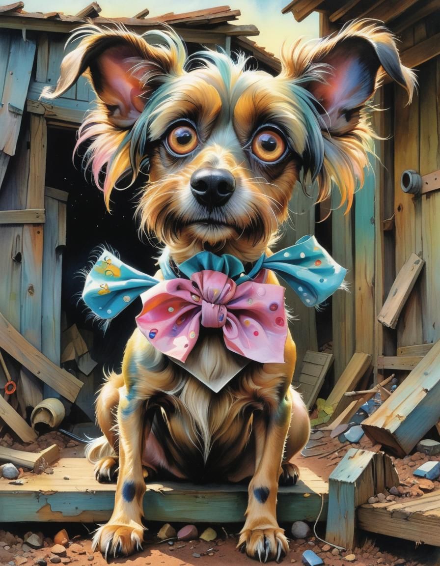 Psychedelic Watercolor of an Ugly Dog