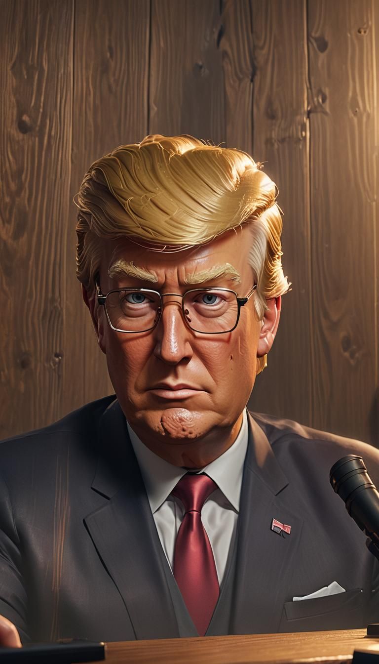 Trump Plays Fortnite: Photorealistic Pop Art Portrait