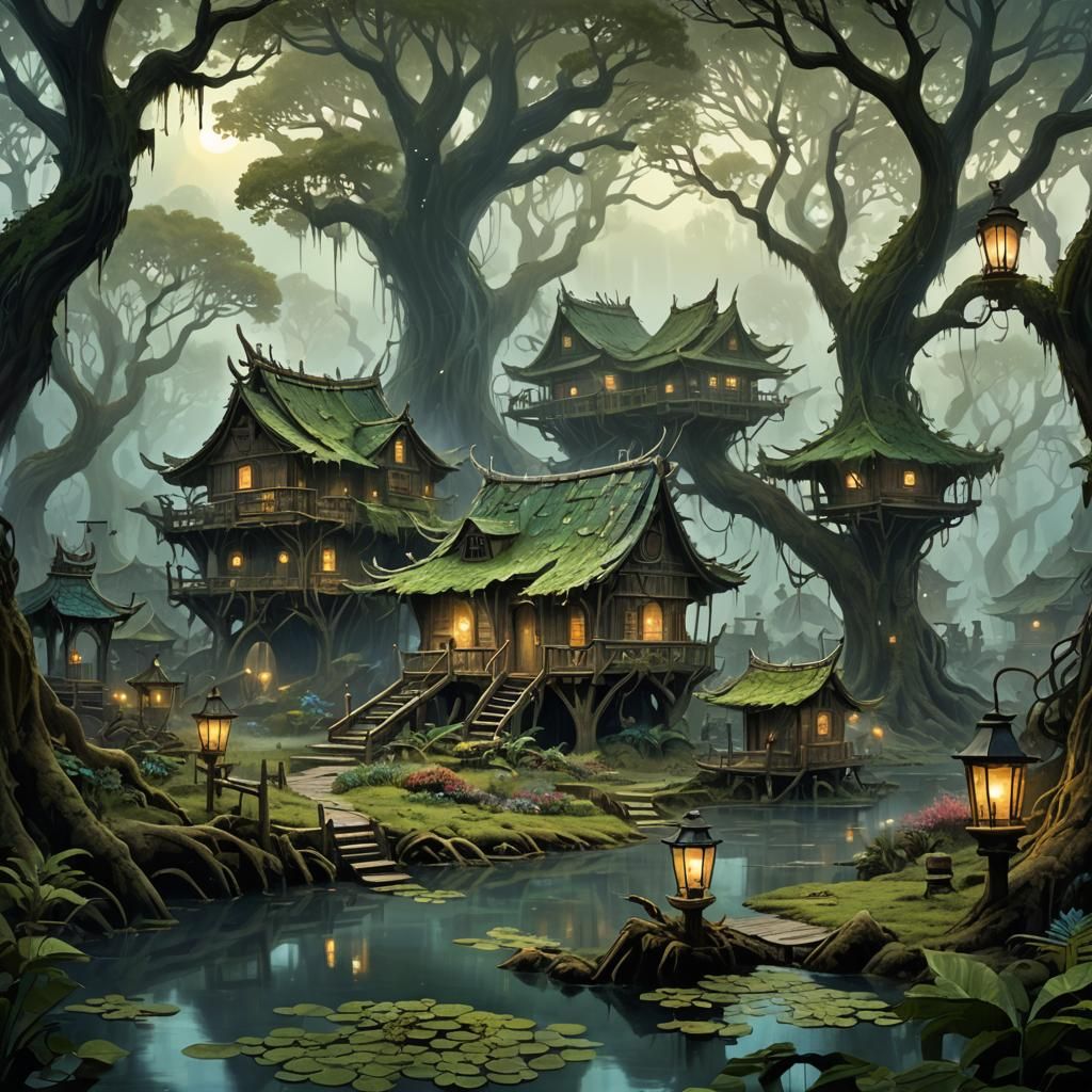 Lizardfolk Village in Mystical Misty Swamp