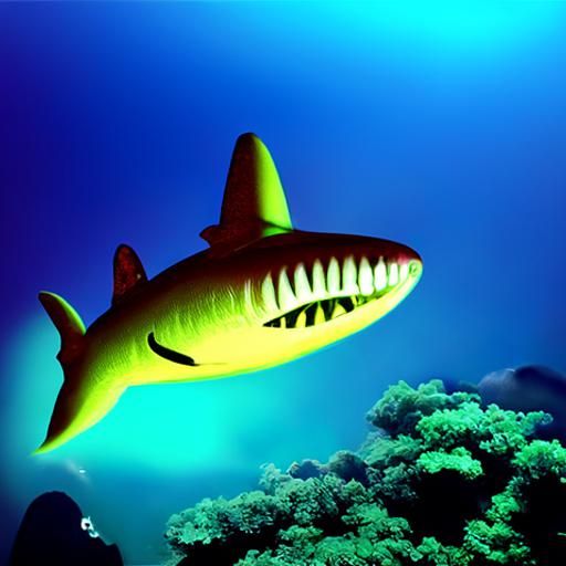 Steampunk Neon Shark in Vivid Pastel Tones