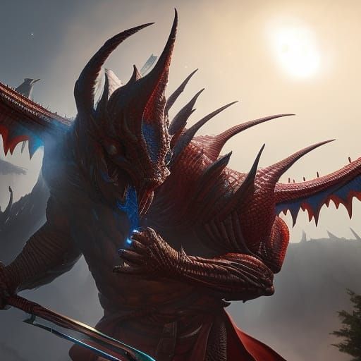 Epic Dragon Warrior Concept Art in 16k