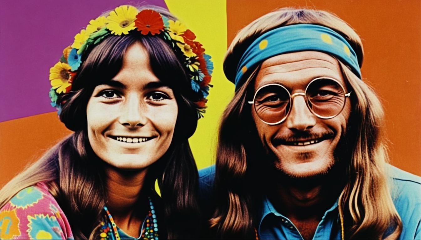 1960s Hippies in Pop Art Style