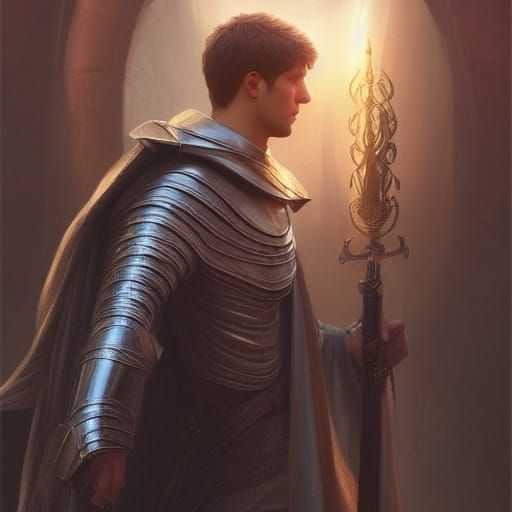 King Arthur and Merlin Portrait in Art Nouveau Style