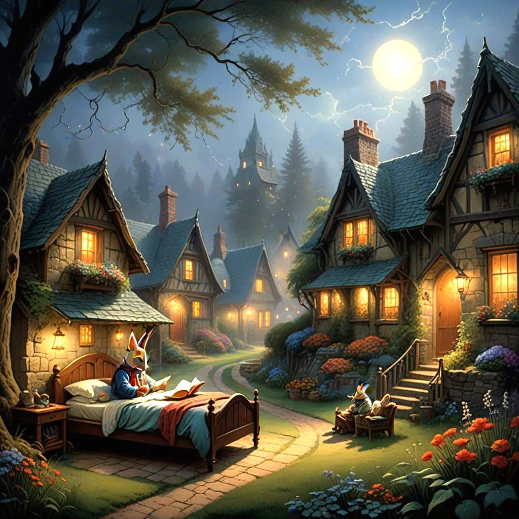 Cozy Bedtime Story in a Cottage Bedroom