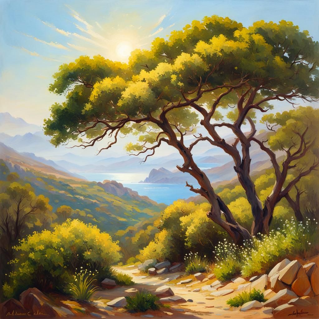 Corsica Island in Spring: A Landscape Painting