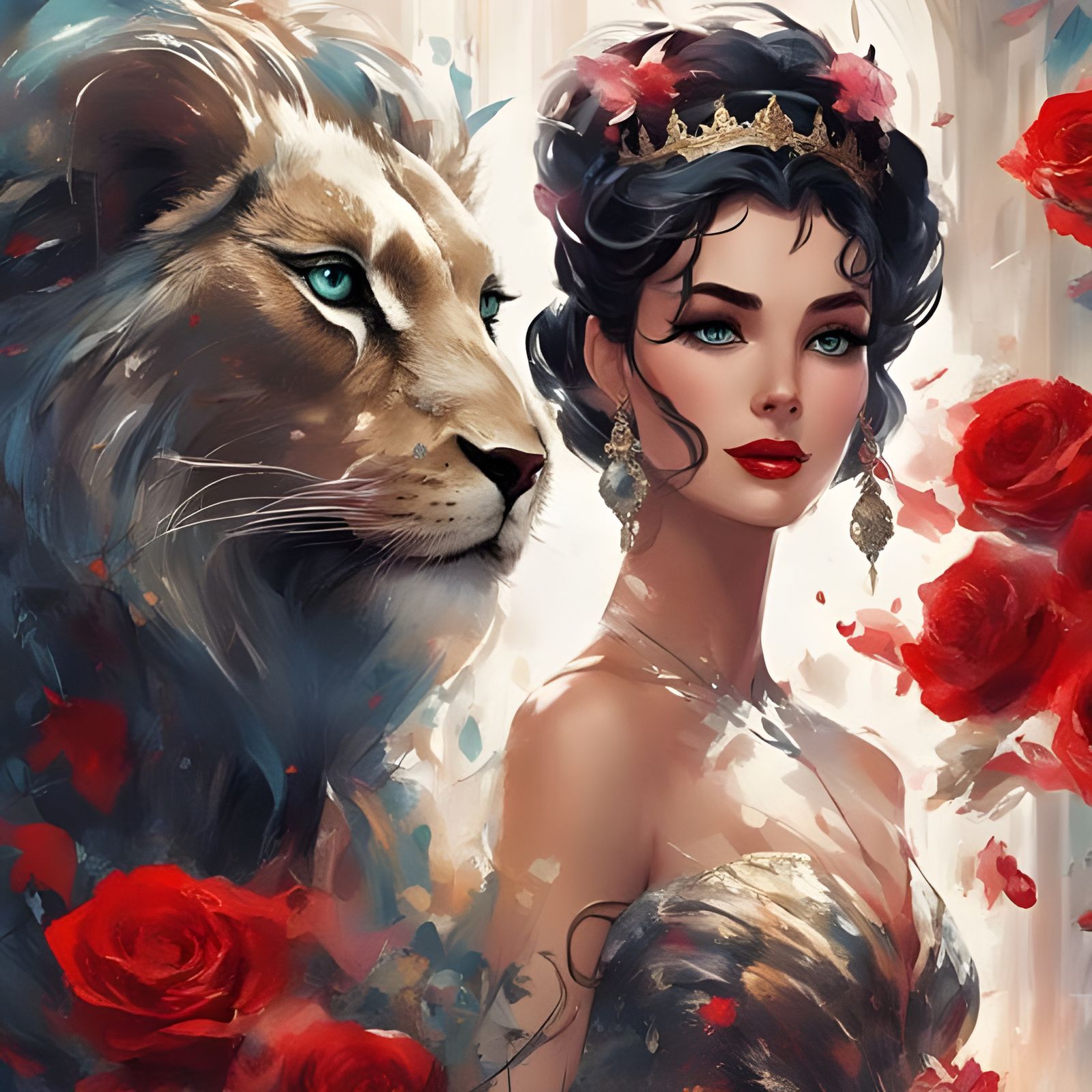 Glamorous Catwoman with Peacock Feathers