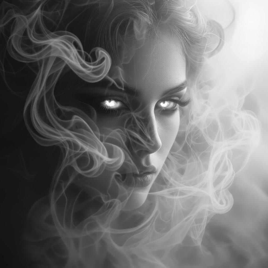 Monochrome Smoke Sorceress in Macro Photography