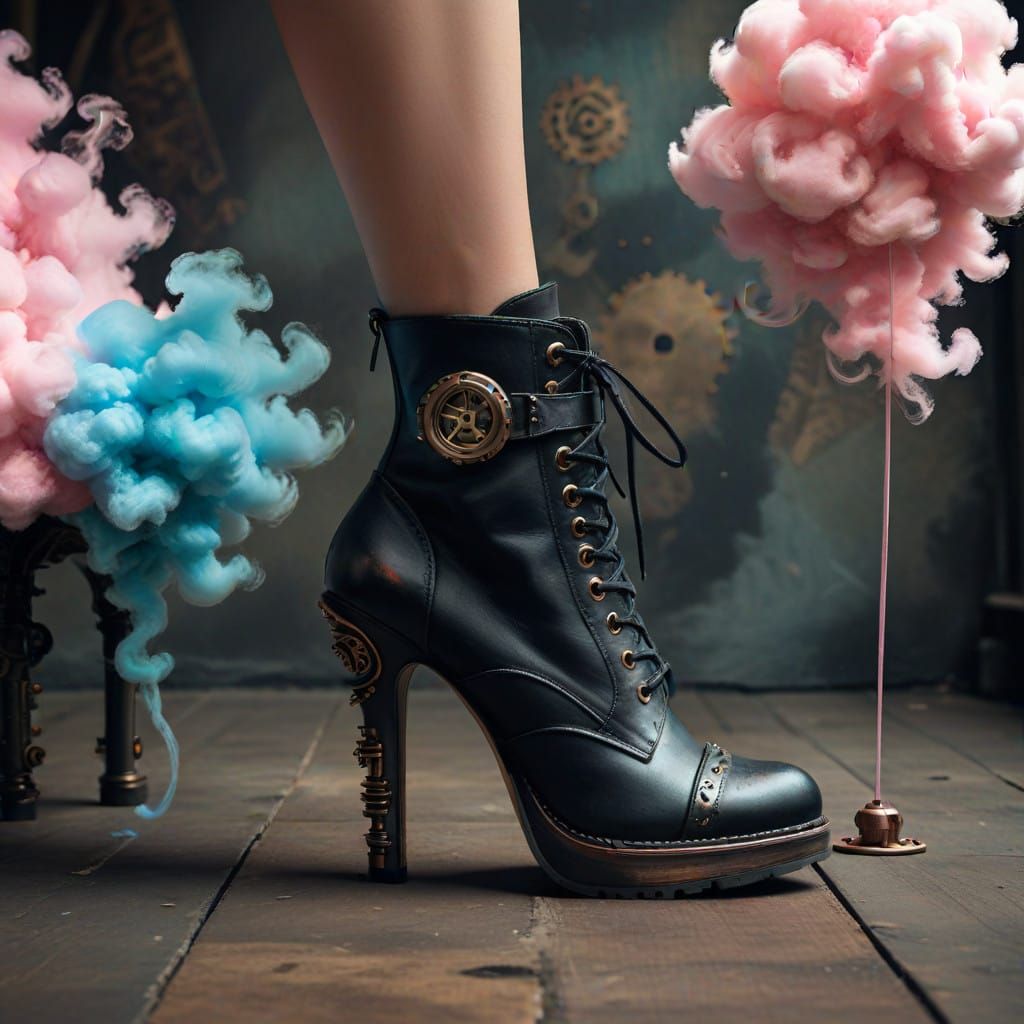 Steampunk Cotton Candy High Heel Shoes