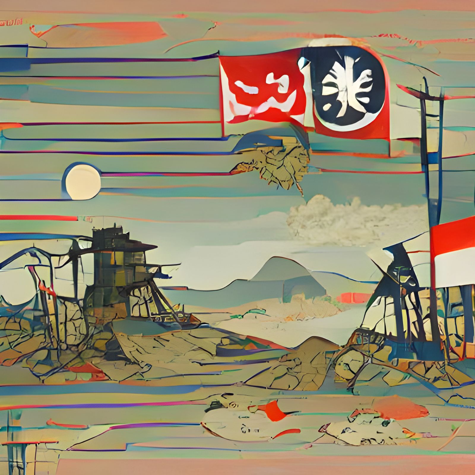 Post-Apocalyptic Flag in Ukiyo-e Style