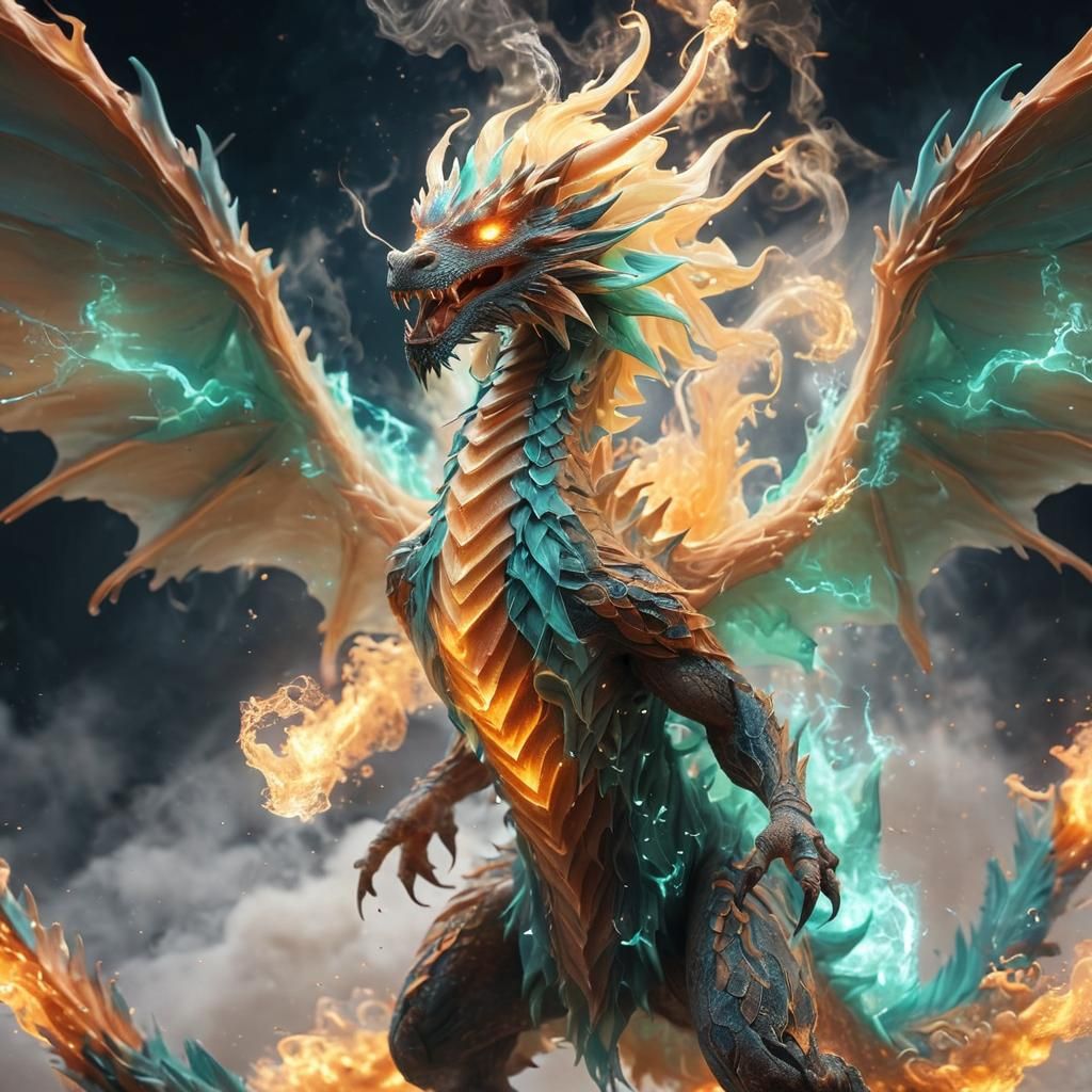Fluidic Flame Dragon of Smoke and Lightning