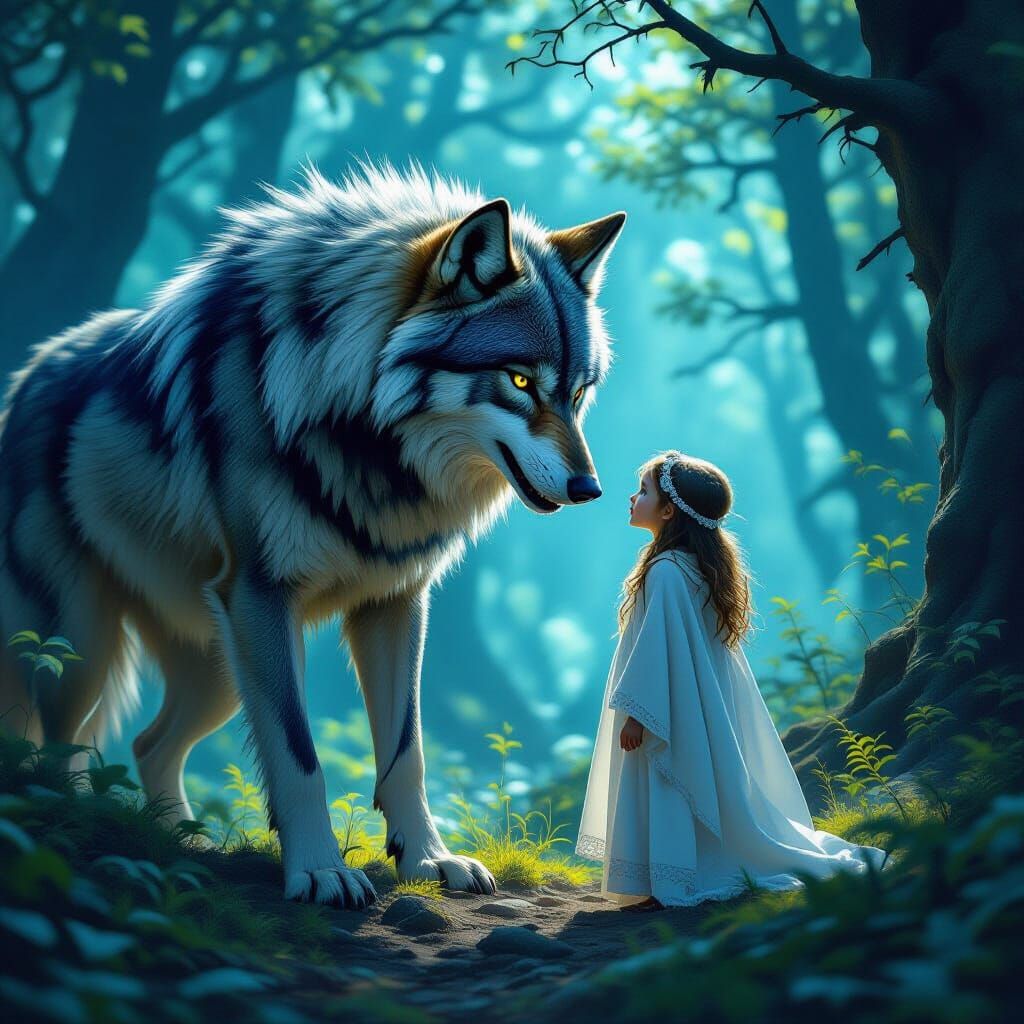 Wolf Guardian in Mystical Forest