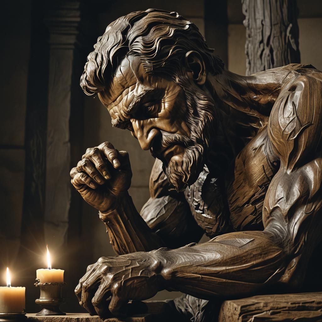 Rodin Sculpting The Thinker: Hyper-Realistic Digital Art
