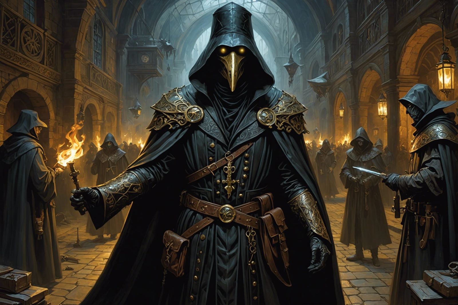 Plague Doctor in Dark Fantasy Art Style