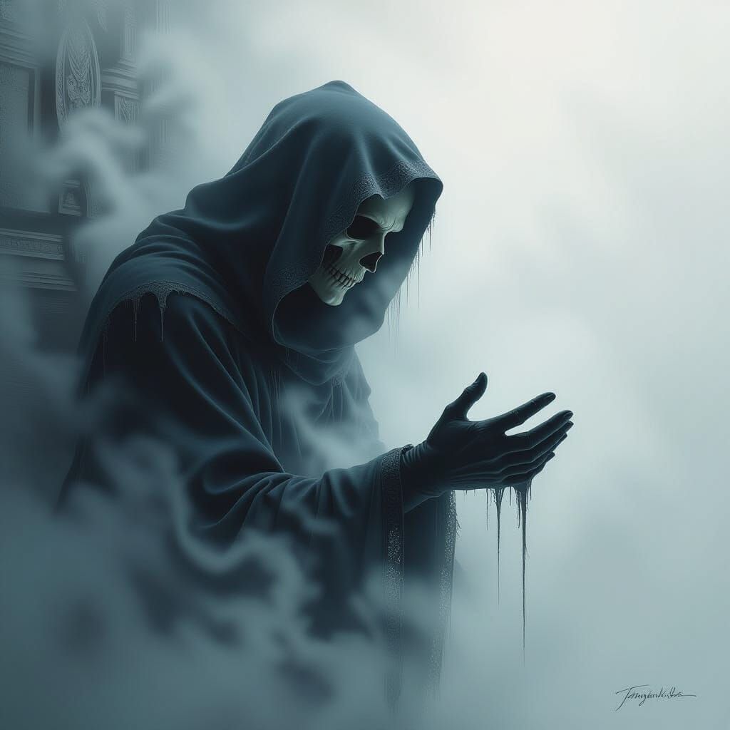 Ethereal Grim Reaper Reaches Out from Mist