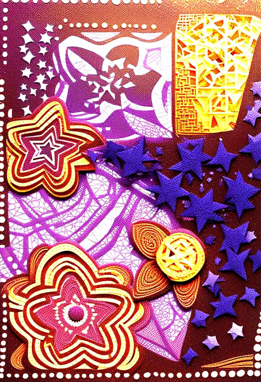 Interlocking Penta-Stars in Colored Line-Art Style