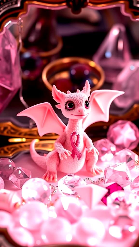 Pink Dragon in Jewelry Box with Ribbon