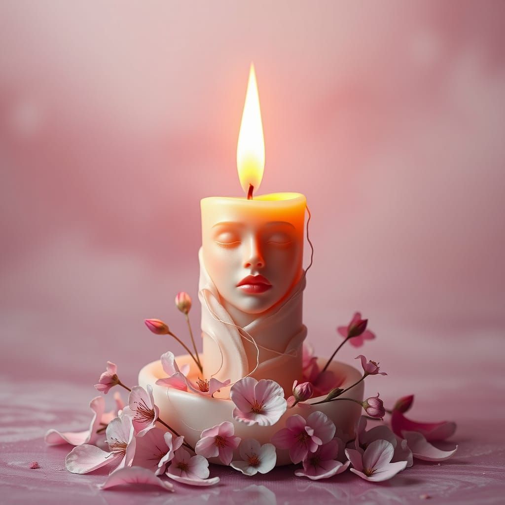 Mystical Candle Goddess in Soft, Gradient Hues