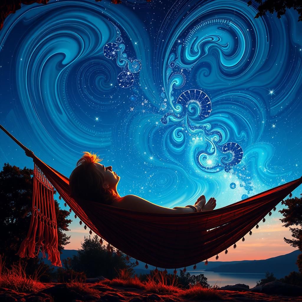 Starry Sky Hammock View with Fractal Aurora