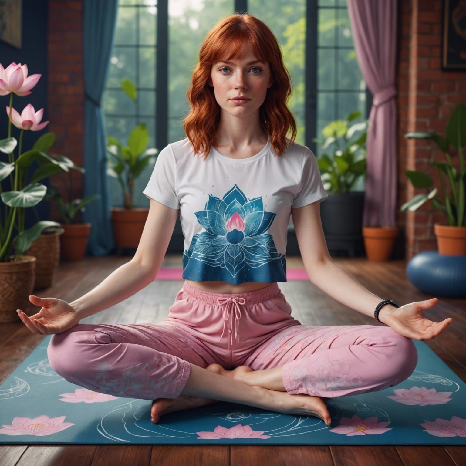 Woman in Lotus Pose: Detailed Fantasy Art