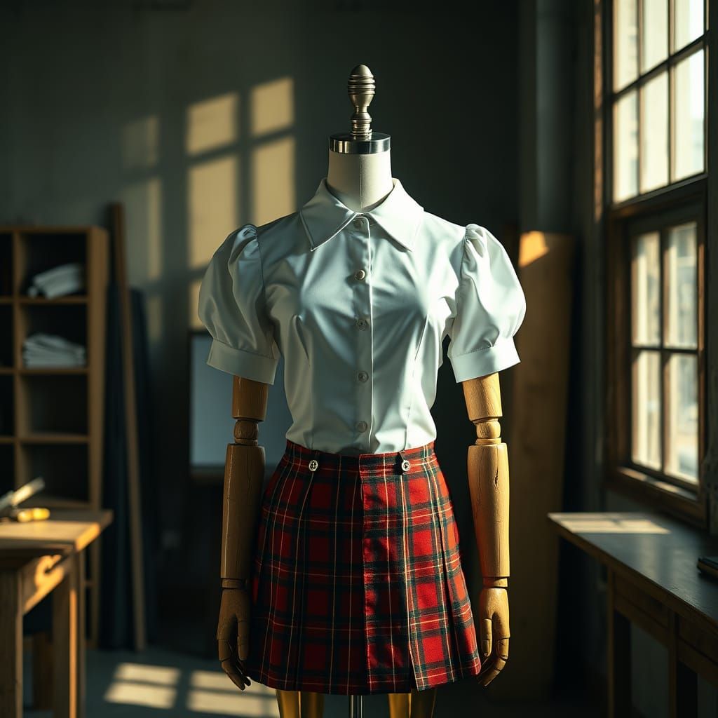 Mannequin in Futuristic Uniform, Cinematic Still