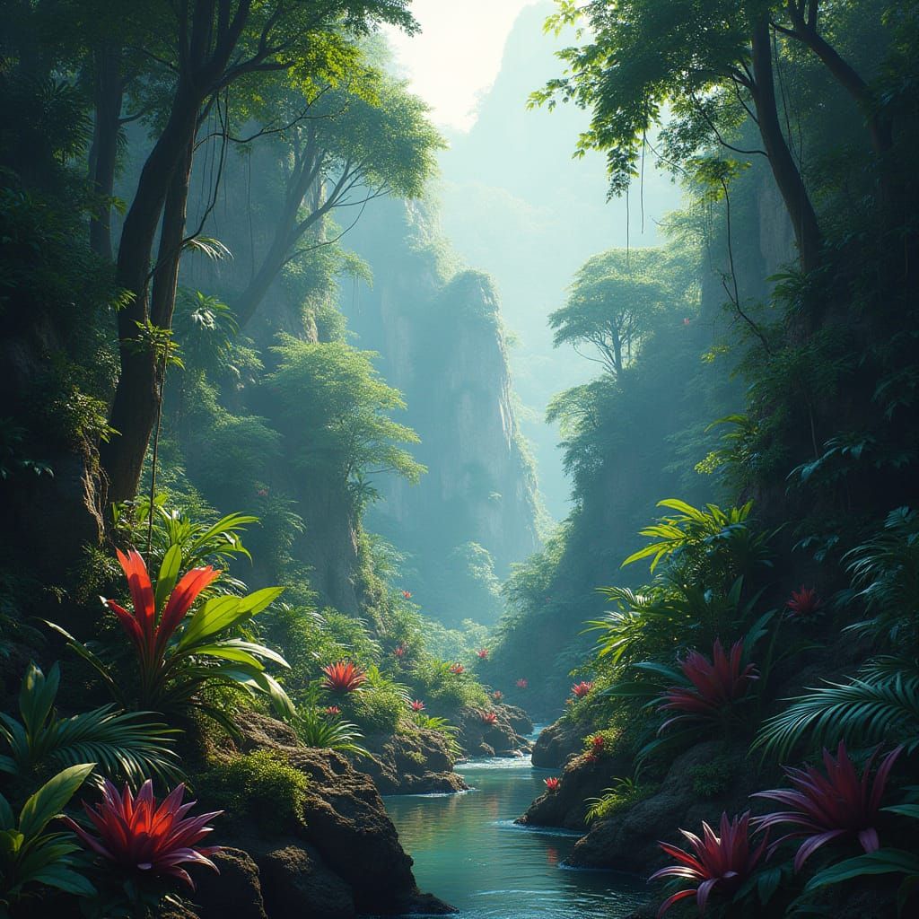 Epic Fantasy Rainforest Realm in Vibrant Colors