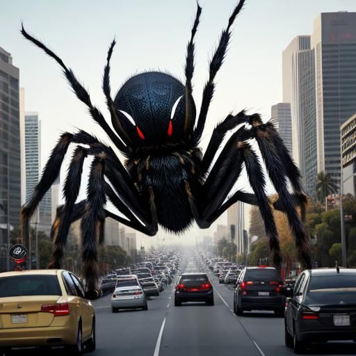 Giant Spider Crawls Through Los Angeles Traffic