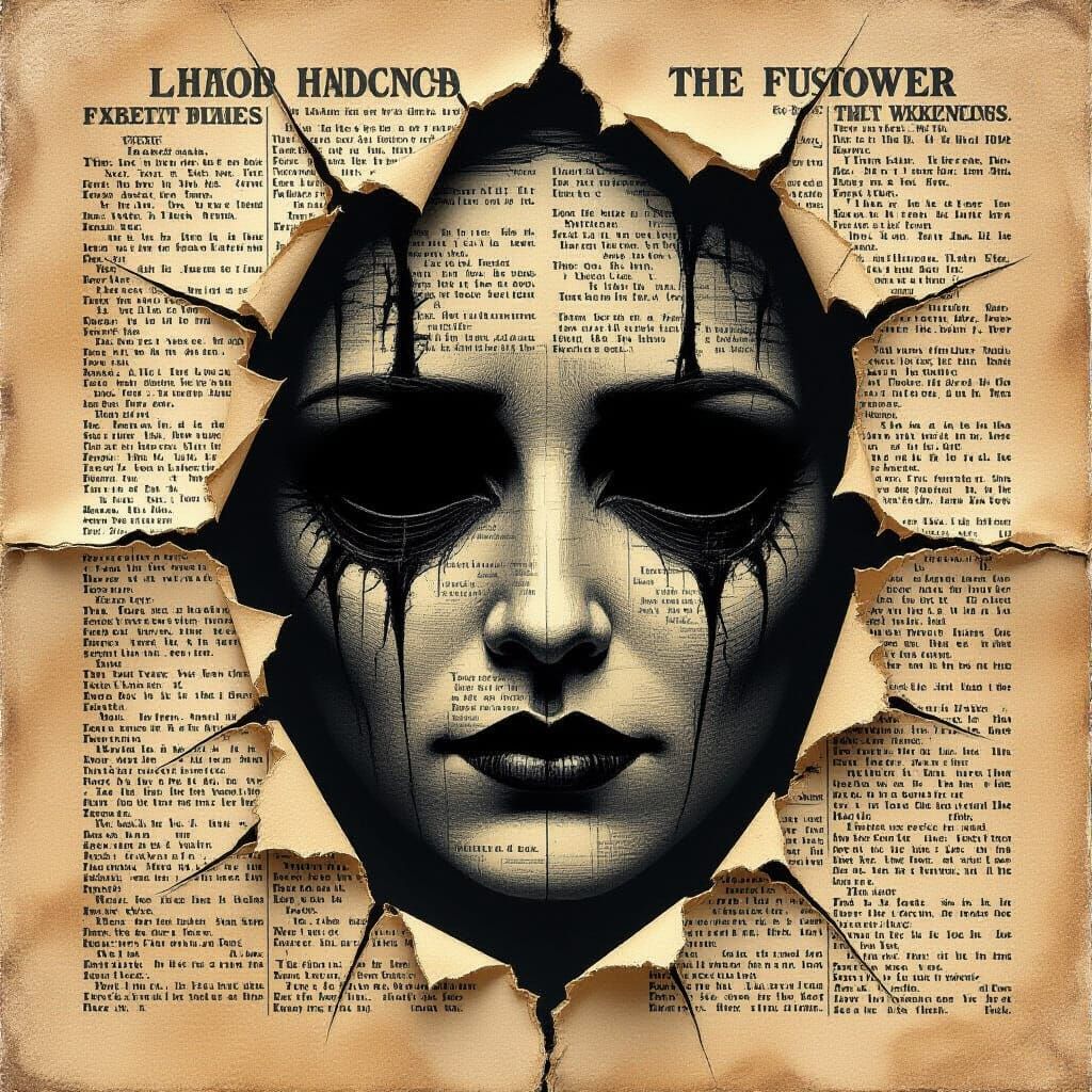 Haunting Face Emerges from Vintage Newspaper